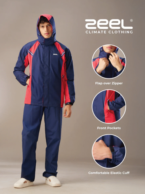 Go Hike Navy & Red Rainsuit