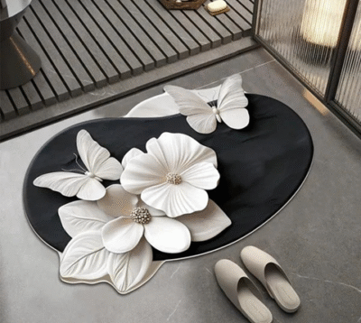 3D Floral Plush & Diatomaceous Earth Floor Mat 2